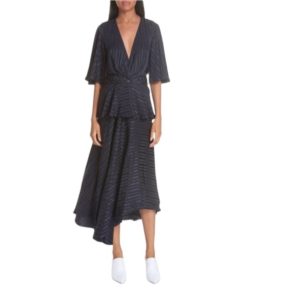 A.L.C. Avi Silk Tonal Stripe Maxi Dress - Picture 1 of 13